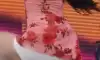 스테이씨 아이사 꽃무늬 슬립원피스 윗슴골 + 드러난 흰속 엉벅지