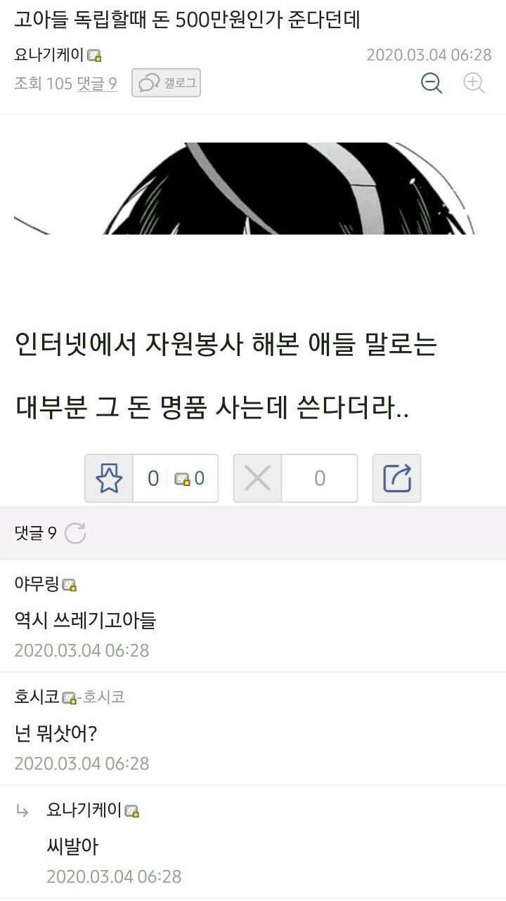 고아들 독립할 때 500만원 준다던데