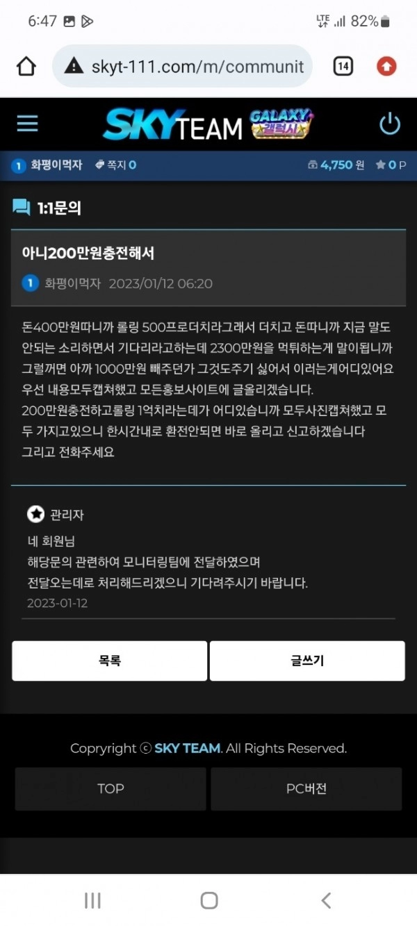 스카이팀먹튀