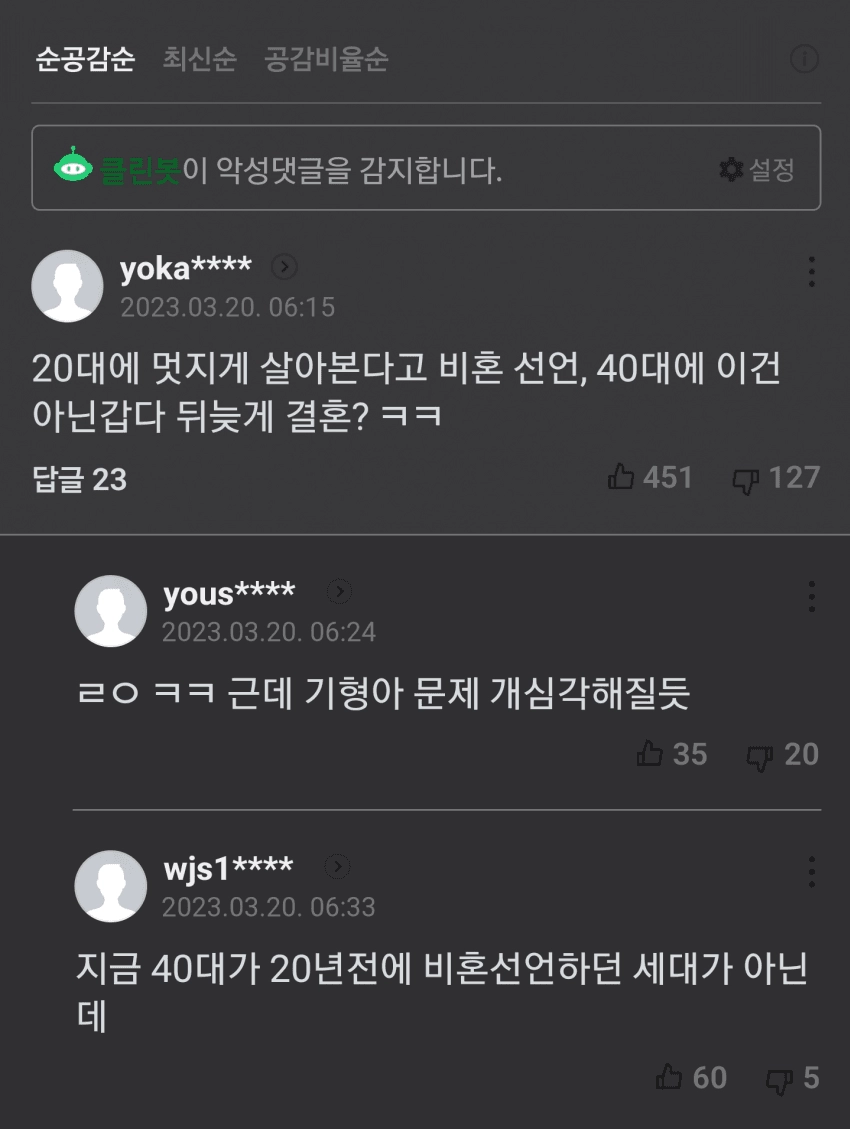 대한민국 여자 결혼나이 추세