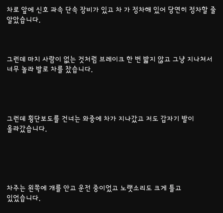 신호위반 차량을 발로 차버렸습니다
