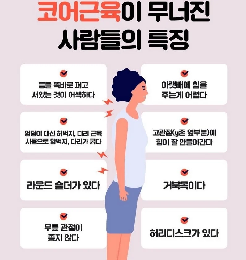 코어근육이 무너진 사람 특징