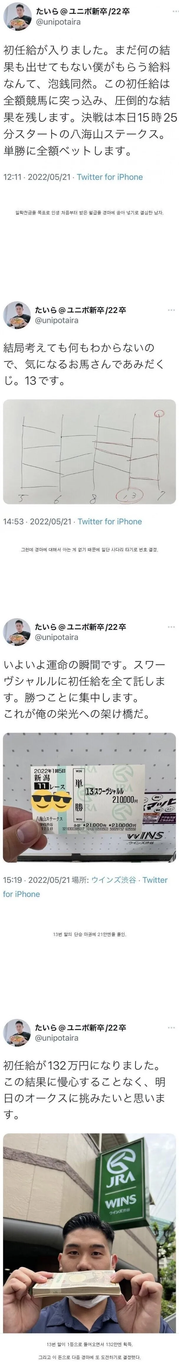 인생 첫 월급을 경마에 다 때려박은 남자