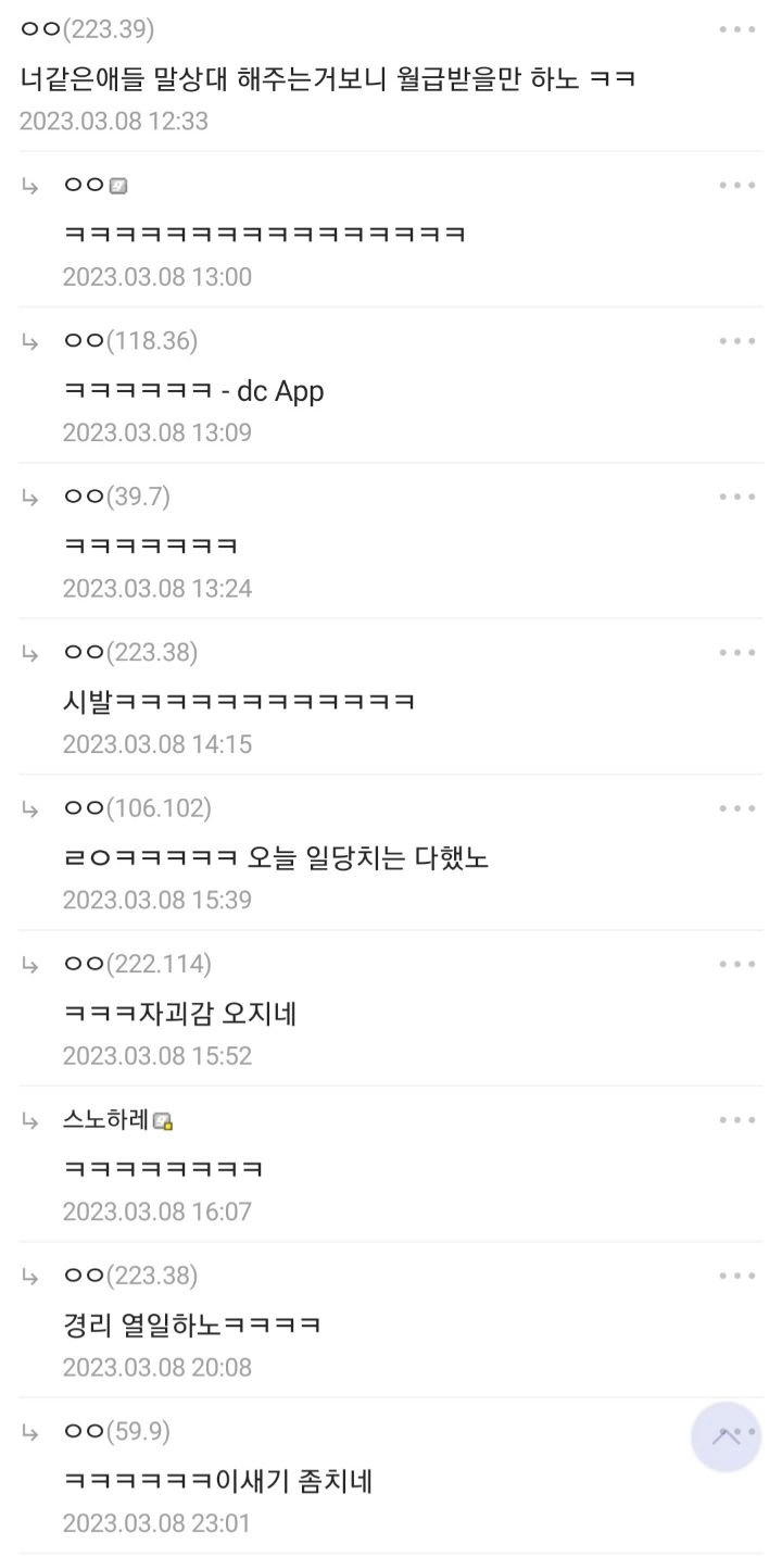 경리한테 너 솔직히 꿀빨지 않냐? 라고 했더니