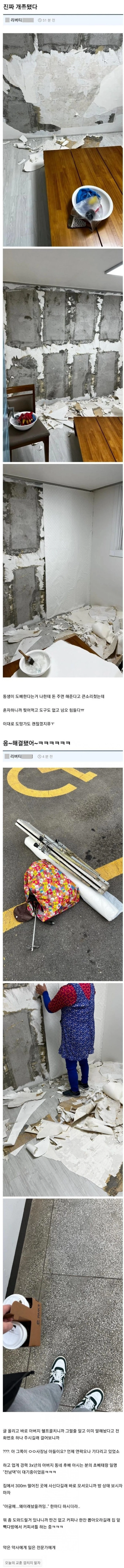 동생 집 도배 해준다고 큰소리친 형의 최후