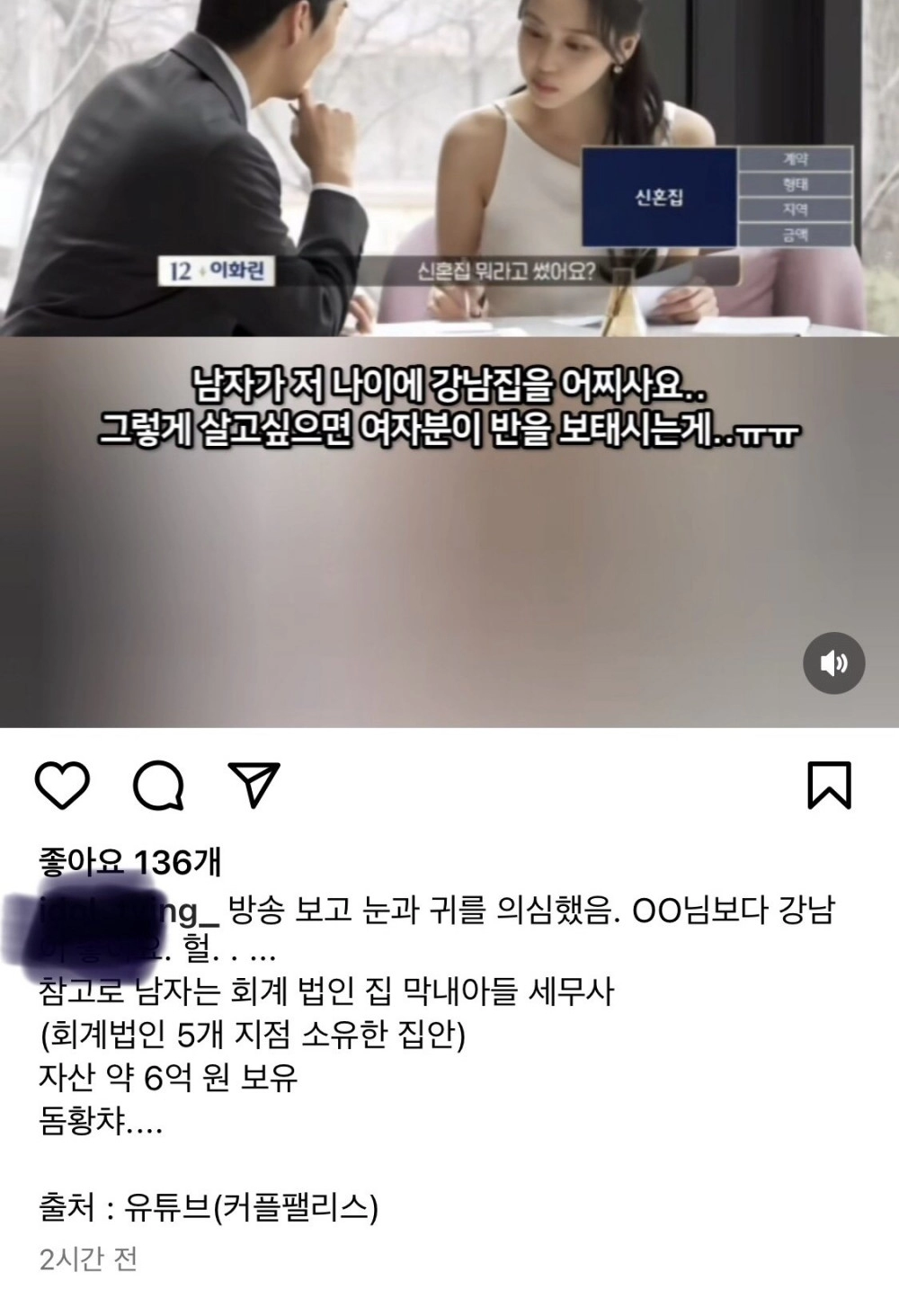 현재 인스타에서 욕 오지게 쳐먹는 강남 살고 싶은 여자