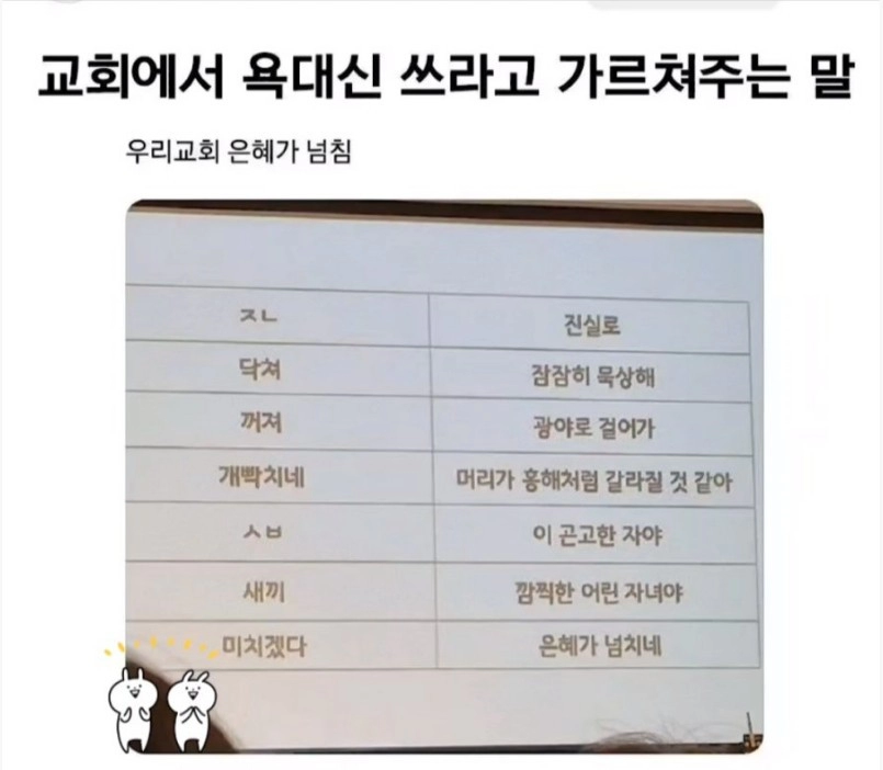교회에서 욕 대신 쓰라고 가르쳐 주는 말