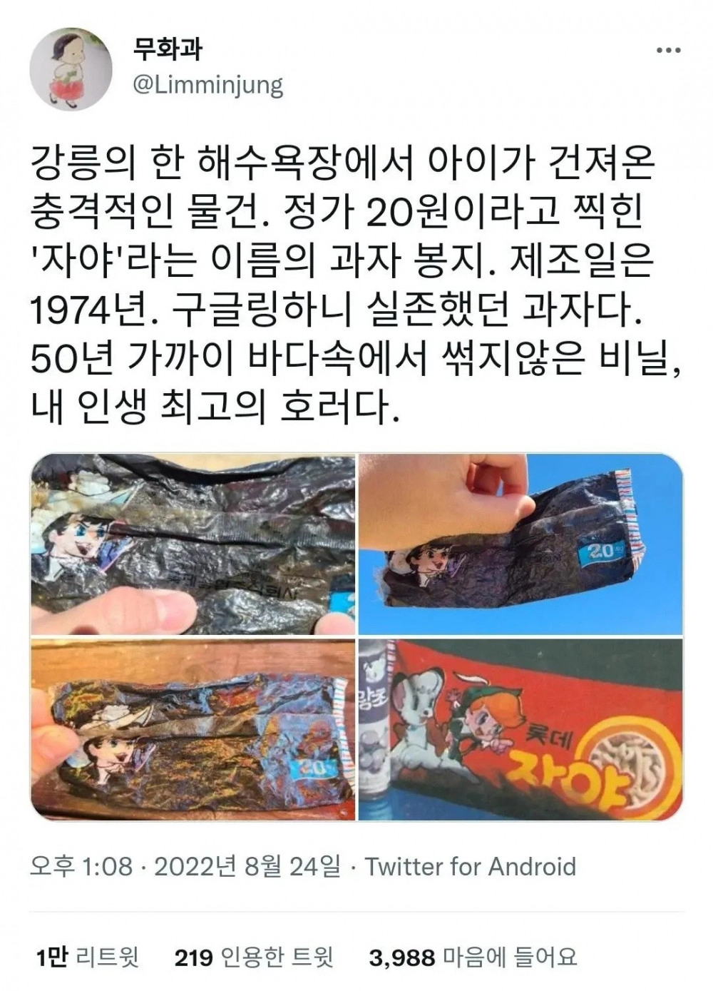강릉 앞바다에서 아이가 건져온 충격적인 물건