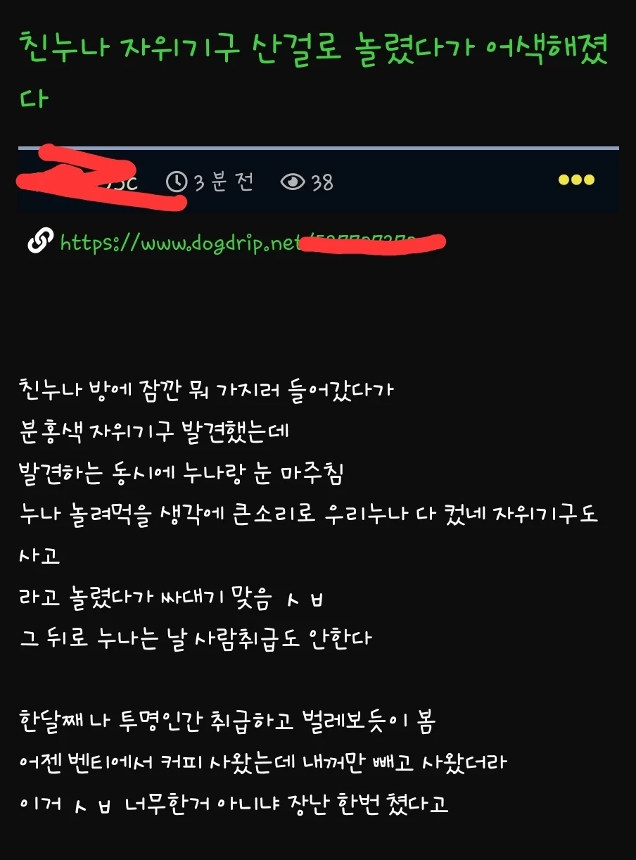 친누나한테 싸대기 맞은 익붕이