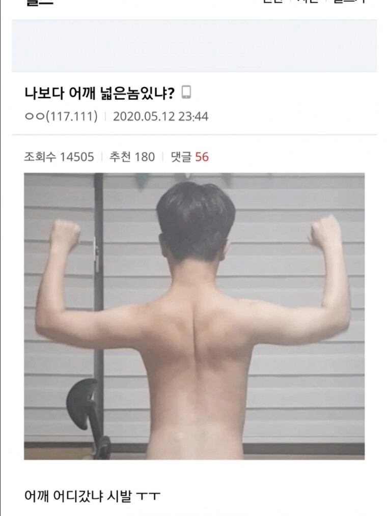 헬스 갤러리 어깨 인증샷 레전드