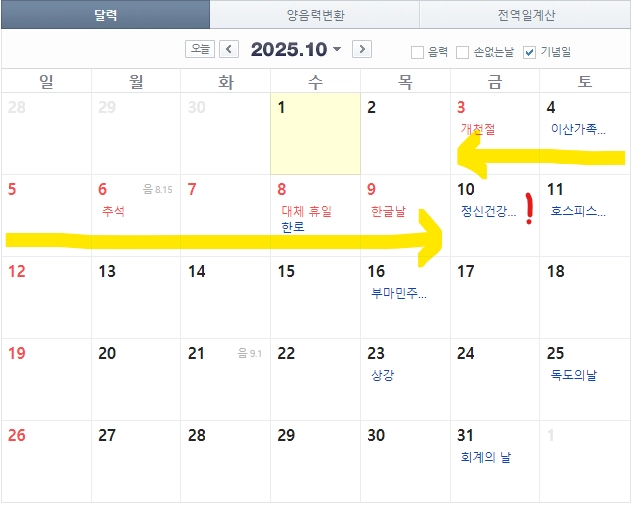대국민 눈치싸움이 열릴 2025년 추석 연휴