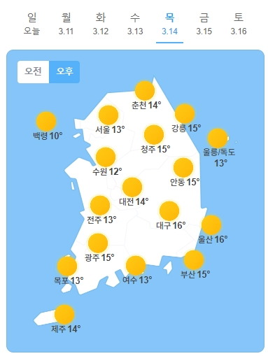 이번주 목,금,토 전국 날씨 ㄷㄷ