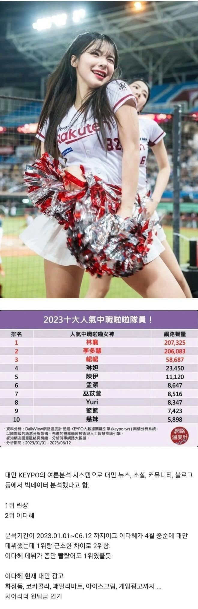 대만에서 이ㄷ혜의 최대 라이벌