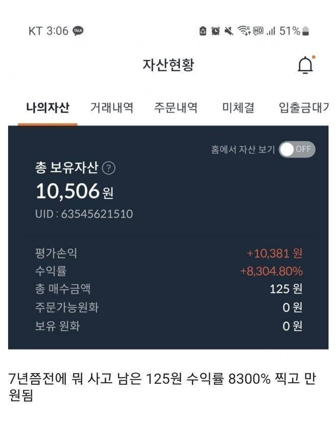 코인 수익율 8300% 인증샷 ㄷㄷ