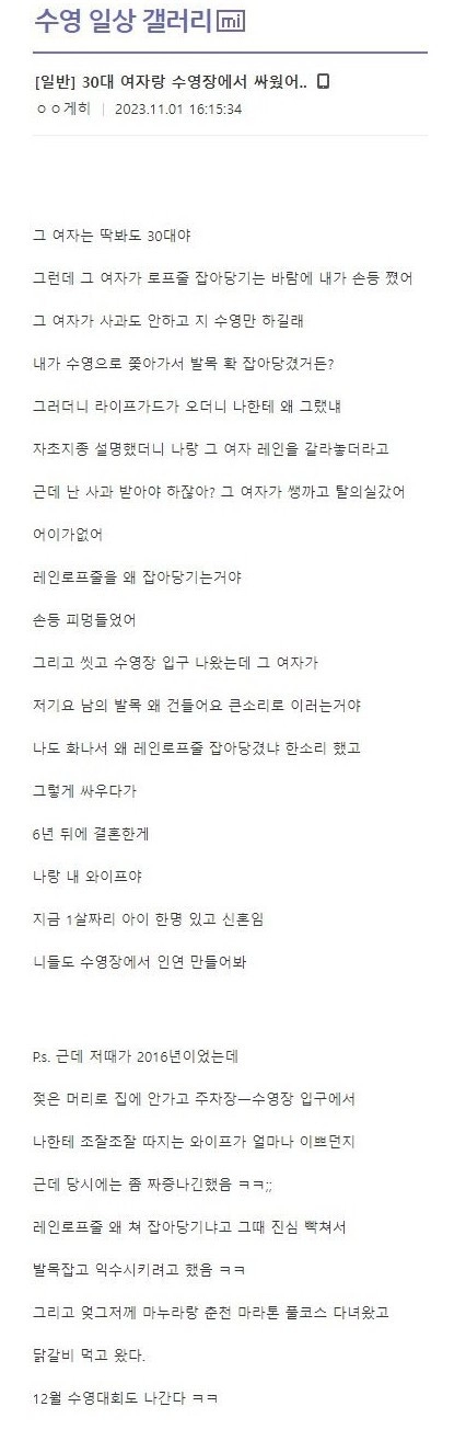 30대 여자랑 수영장에서 싸운 썰