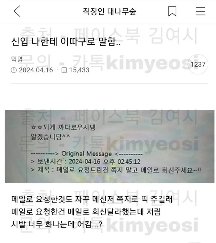 신입 말버릇 참을수 있다 vs 없다