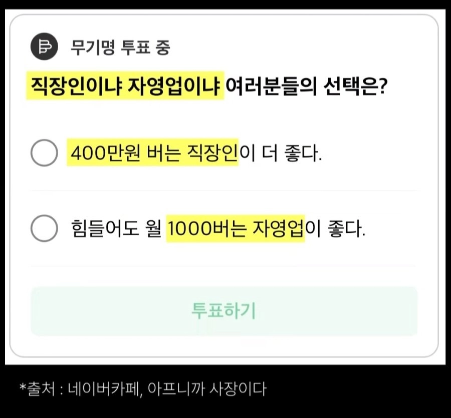 직장인 400 vs 자영업 1000