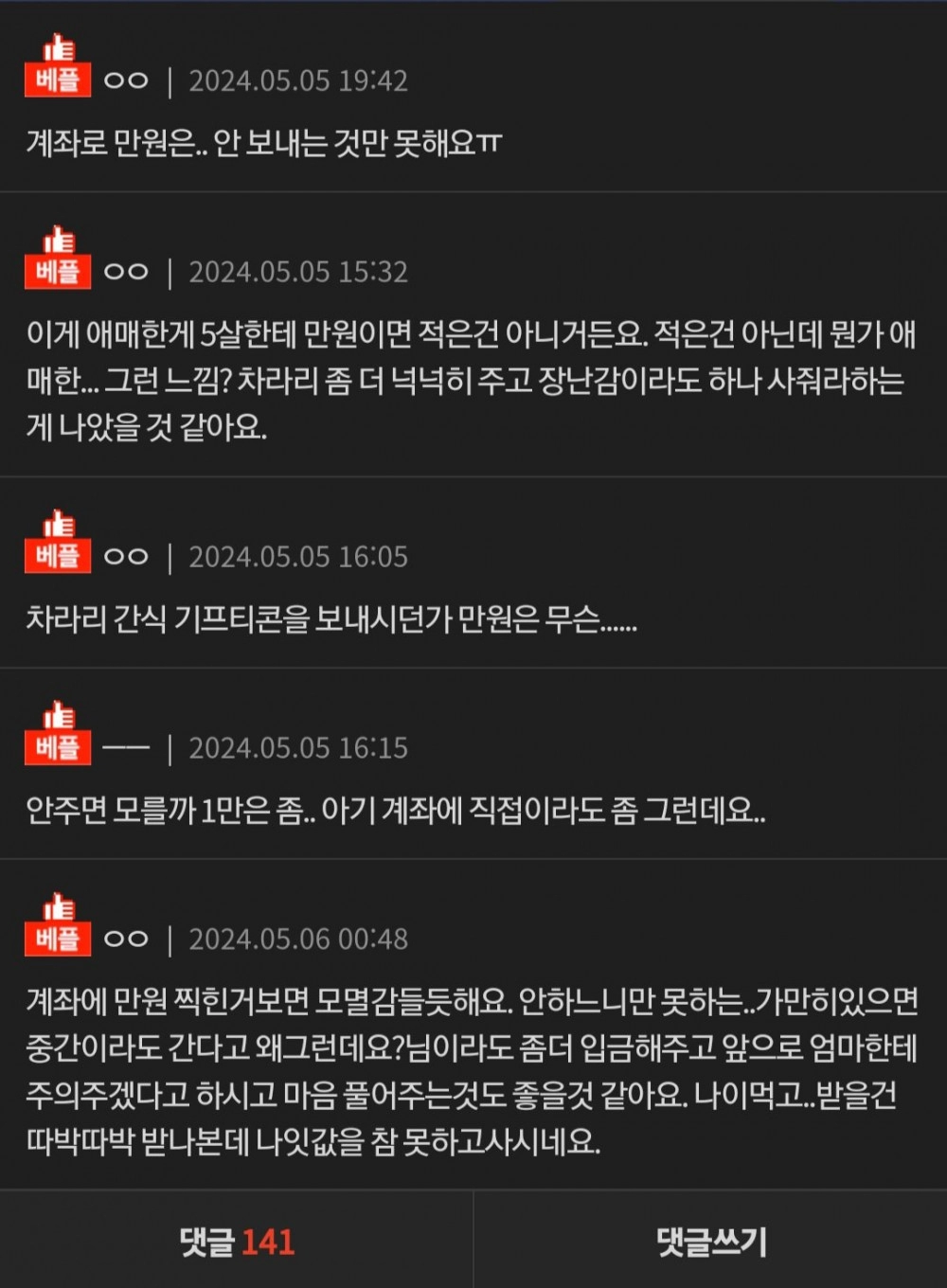 어린이날 용돈 만원이면 너무 적은거 맞죠?