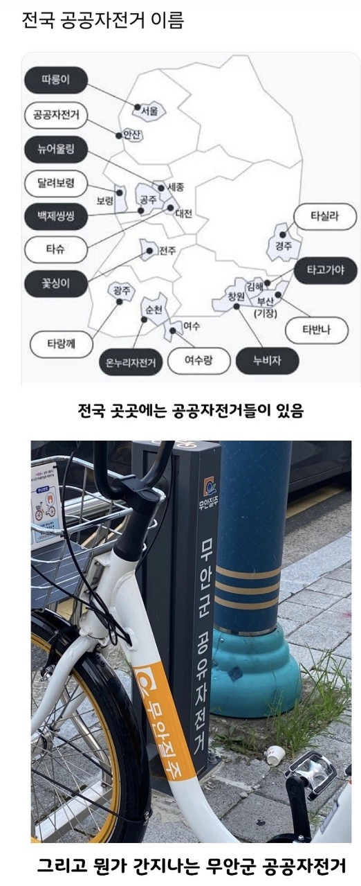 대한민국 전국 공공자전거 이름