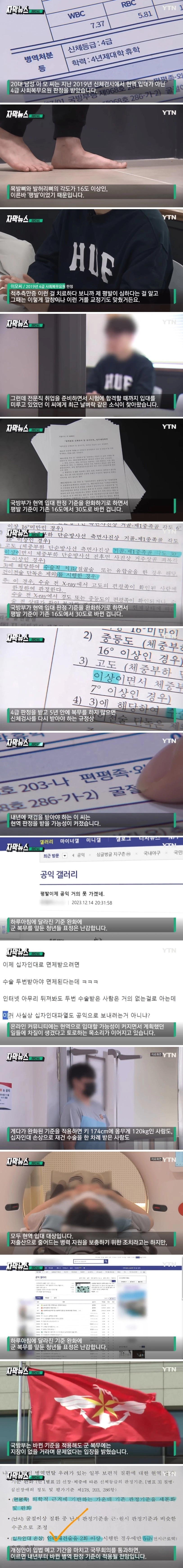 올해부터 신검 4급 받아도 현역 입대 대상 ㄷㄷ