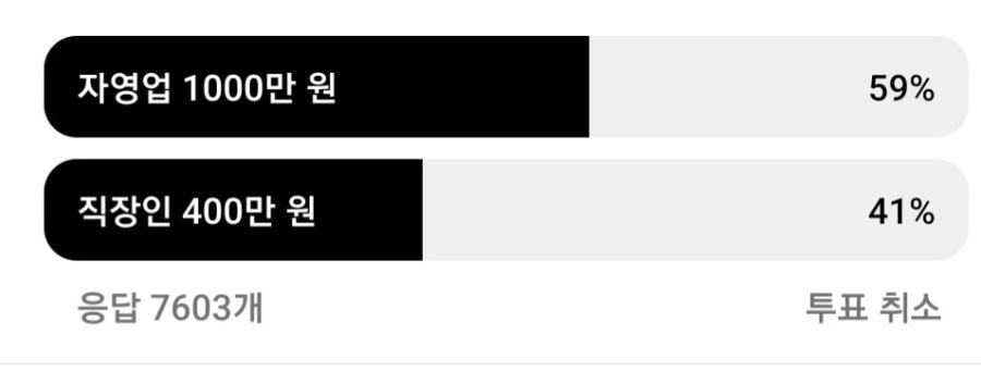 직장인 400 vs 자영업 1000