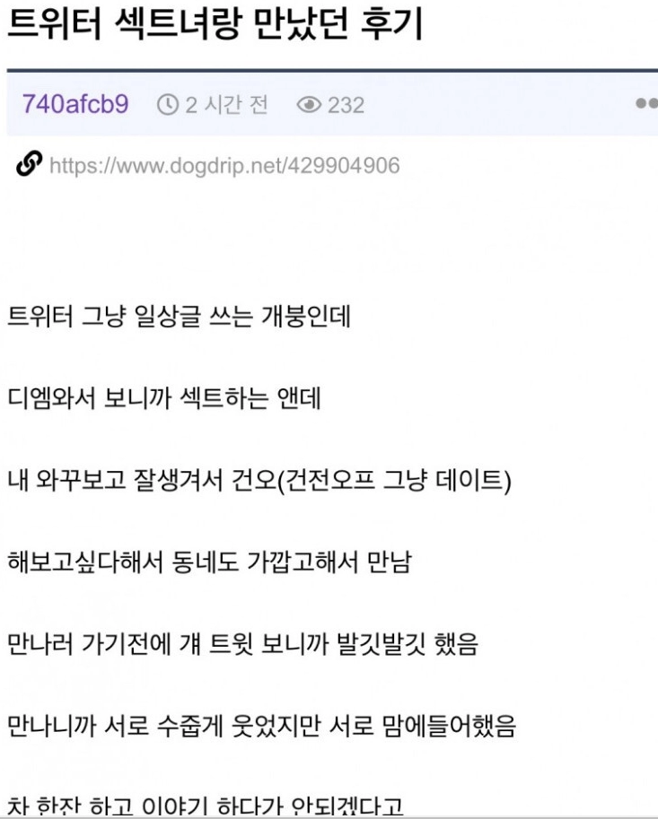 트위터 섹트녀 만남 후기.
