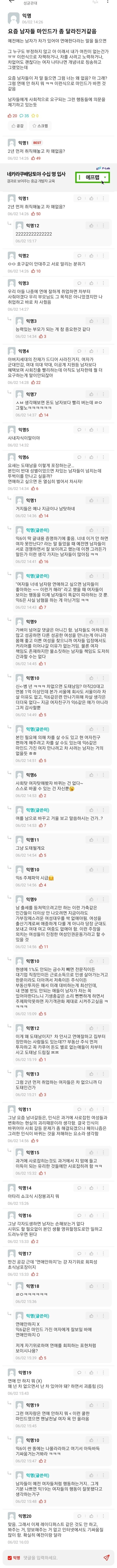 요즘 많이 바뀐 MZ세대 남자들의 마인드