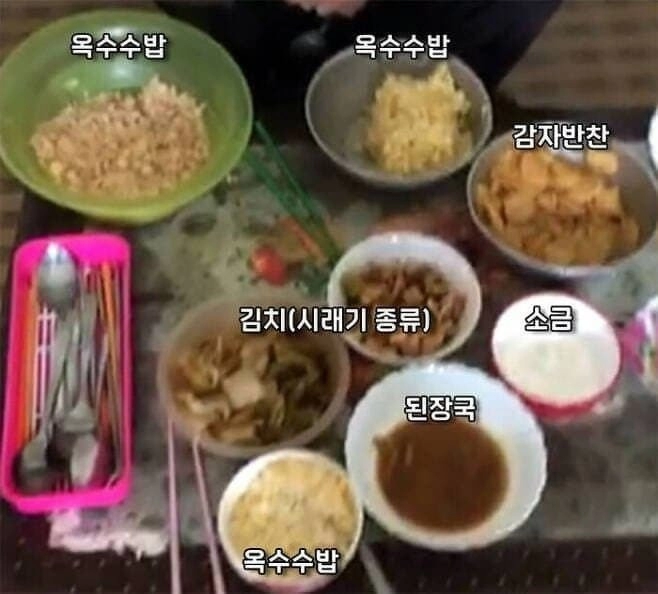 평양 제외 북한 일반지역 상류층들의 평균식사