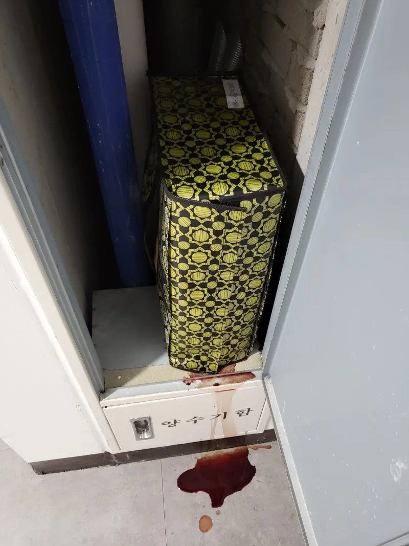 추석 명절 양수기함에서 흘러내리는 핏물 ㄷㄷ