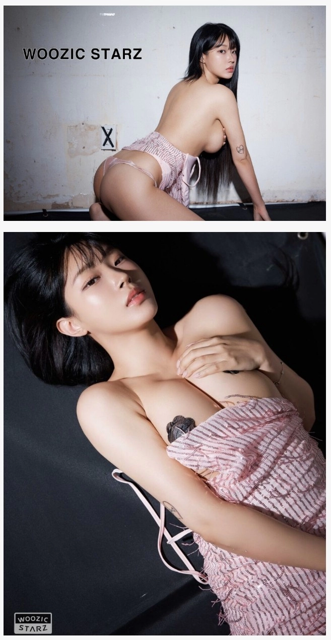 김갑주 19금 화보 핑크 홀터넥 원피스 사이드붑 니플패치