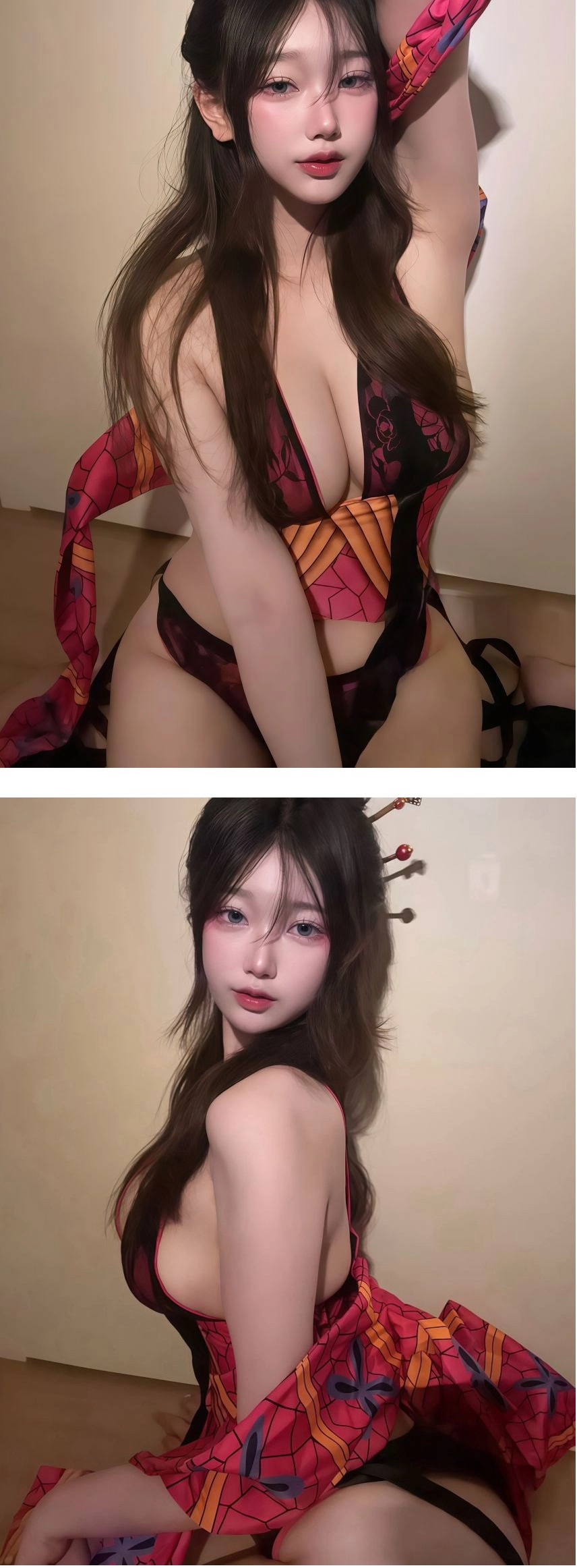 쥬우 가슴골 깊게 파인 귀멸의 칼날 다키 코스프레