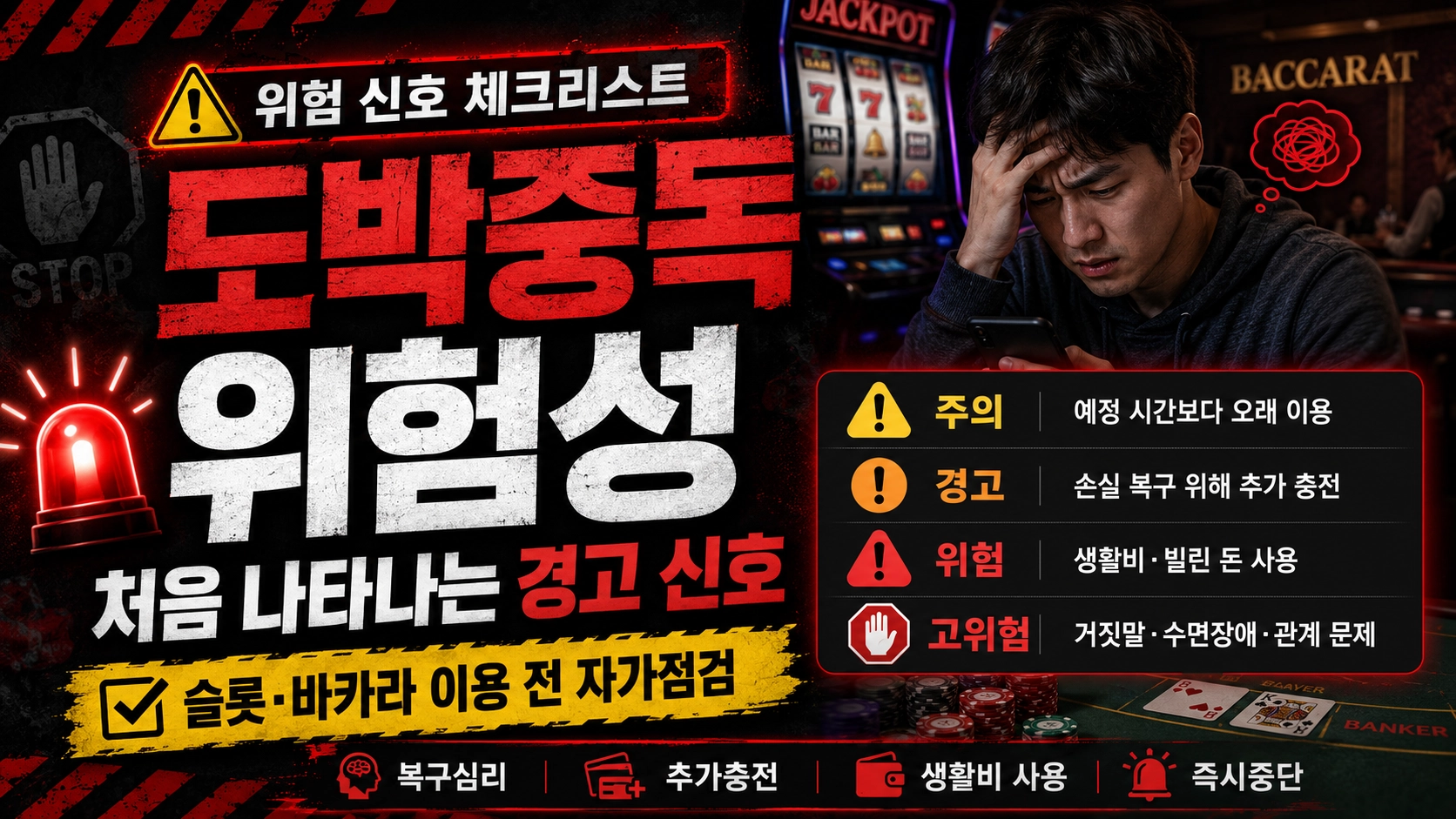 도박중독 위험 신호｜슬롯·바카라 이용 전 스스로 확인할 질문