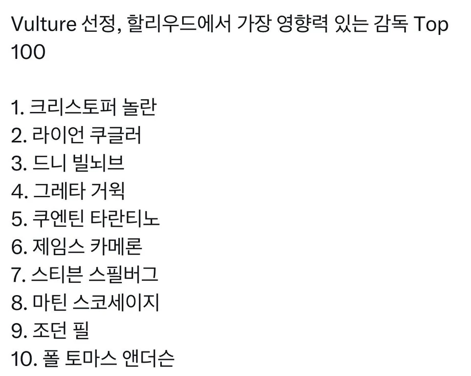 할리우드에서 가장 영향력 있는 감독