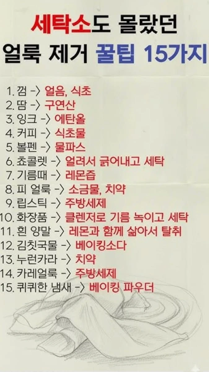 세탁소 아저씨가 알려주는 얼룩 지우기