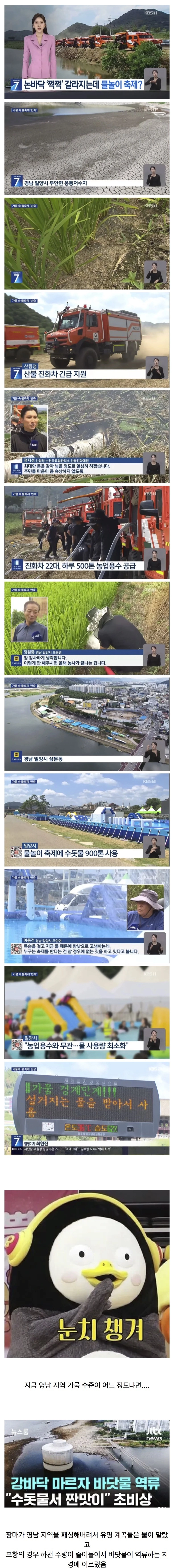 농촌은 가뭄인데 도시에서는 물놀이