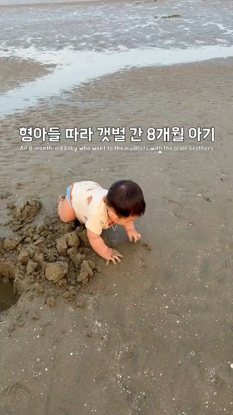 갯벌 놀러갔다 떡실신된 애기