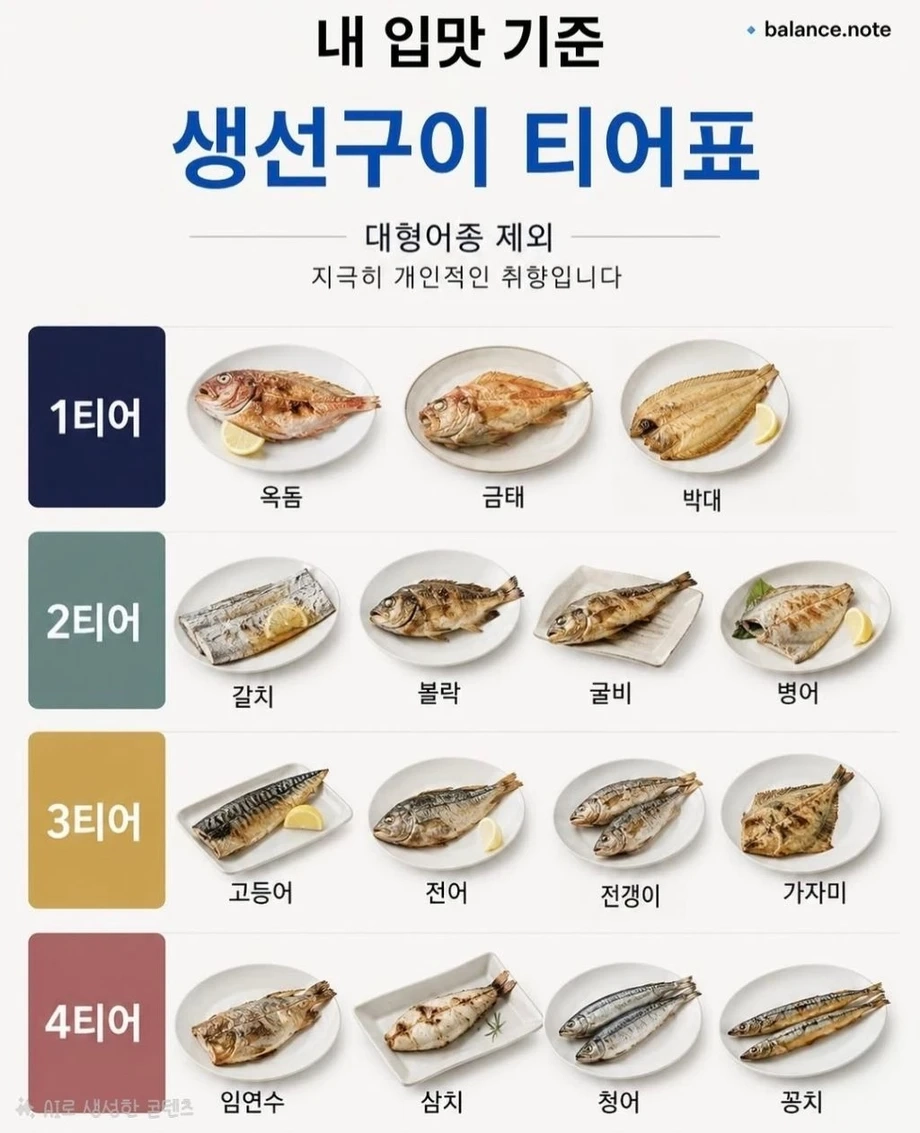 내 입맛 기준 생선구이 티어표