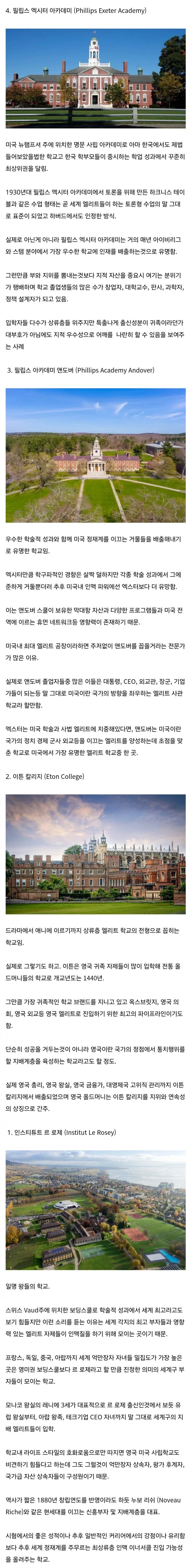 세계 명문 사립학교 TOP 10