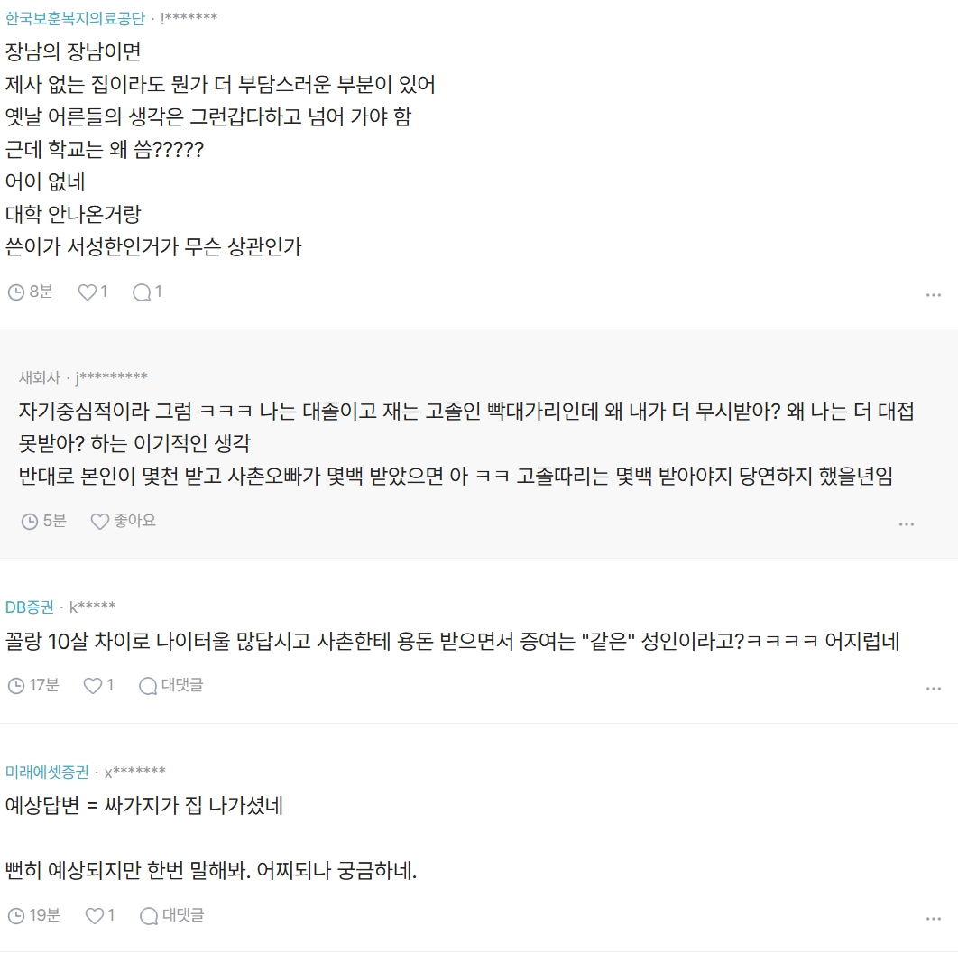 사촌오빠가 증여/상속 더받았는데 기분 나쁜거 정상?