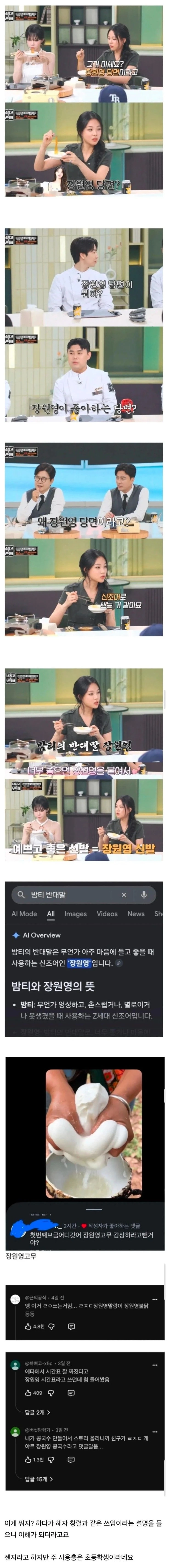 요즘 초등학생이 쓴다는 신조어 '장원영'
