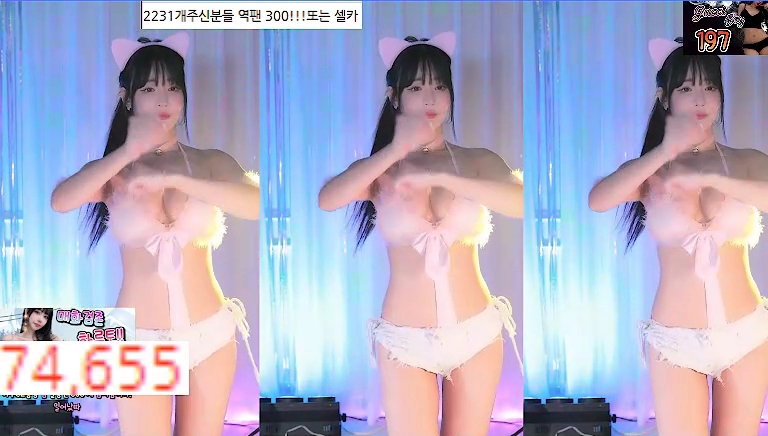 핑크색 고양이 귀 + 모니키니  하루좌