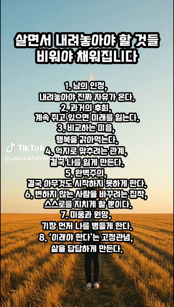 살면서 내려놓아야할것들