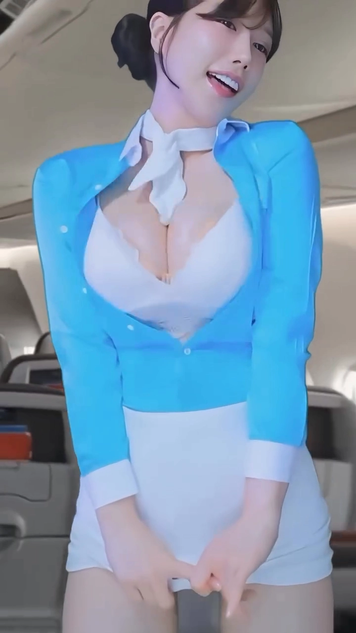 그릴래영 도끼자국 그대로 드러난 승무원 코스프레 착샷