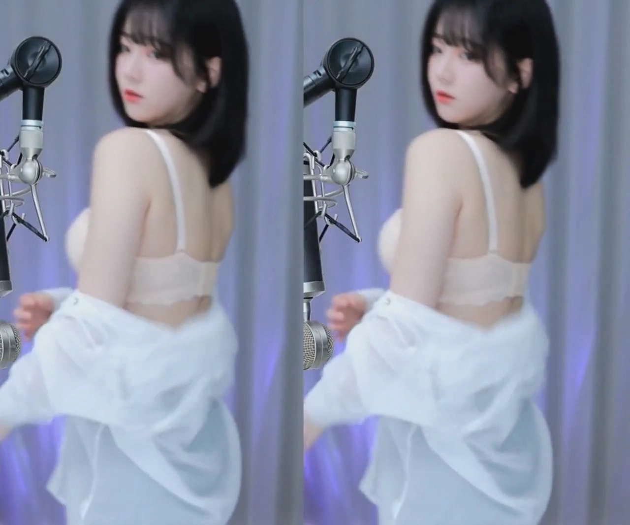 QWER 쵸단 슴골 셔츠 내리는 순간포착