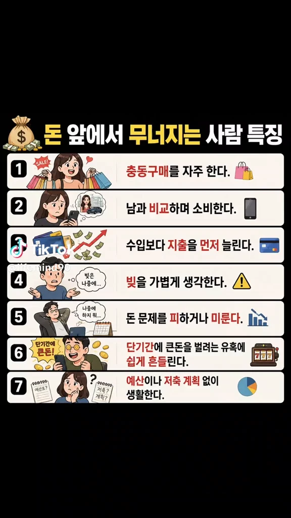 돈앞에서 무너지는 사람 특징