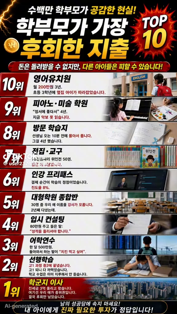 학부모가 가장 후회한 지출