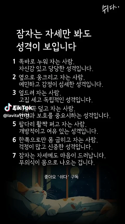 잠자는 자세로 보는 성격