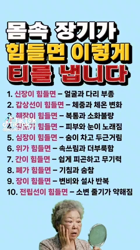 몸속 장기가 힘들면